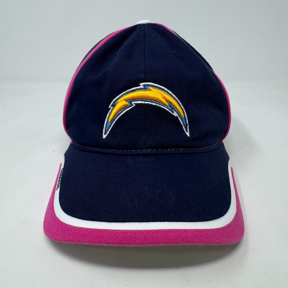 Vintage Reebok San Diego LA Chargers Hat Cap Blue Pink NFL Breast Cancer